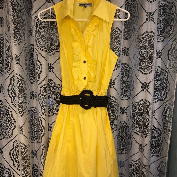 Balleyblue woven belted yellow shirt dress - Picture 2 of 5
